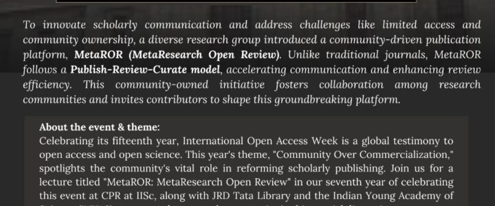 OA Week 2023 Lecture MetaROR: Meta Research Open Review